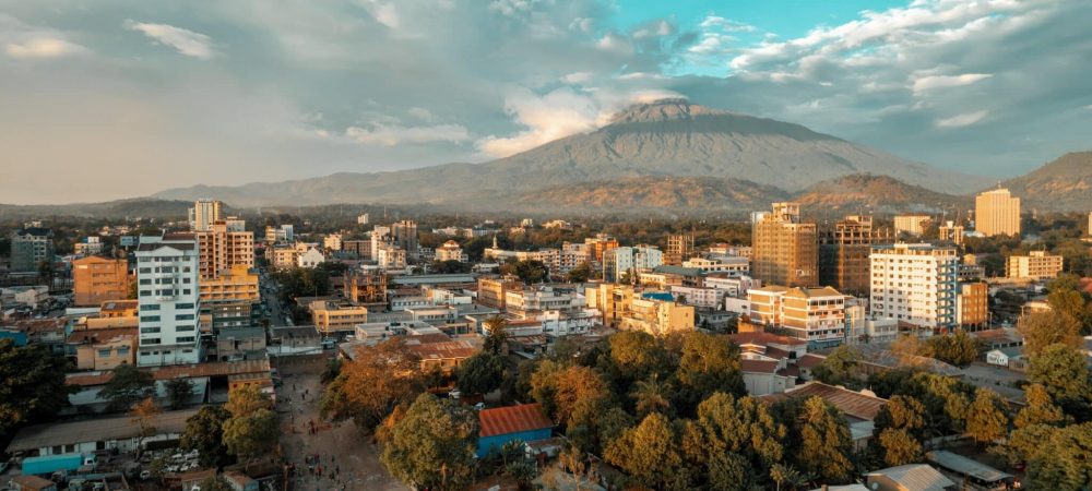 aerial view of the city of Arusha, Tanzania